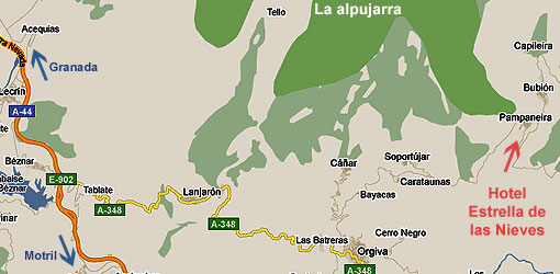 Mapa Alpujarra Pampaneira Situacion Hotel Estrella de las Nieves